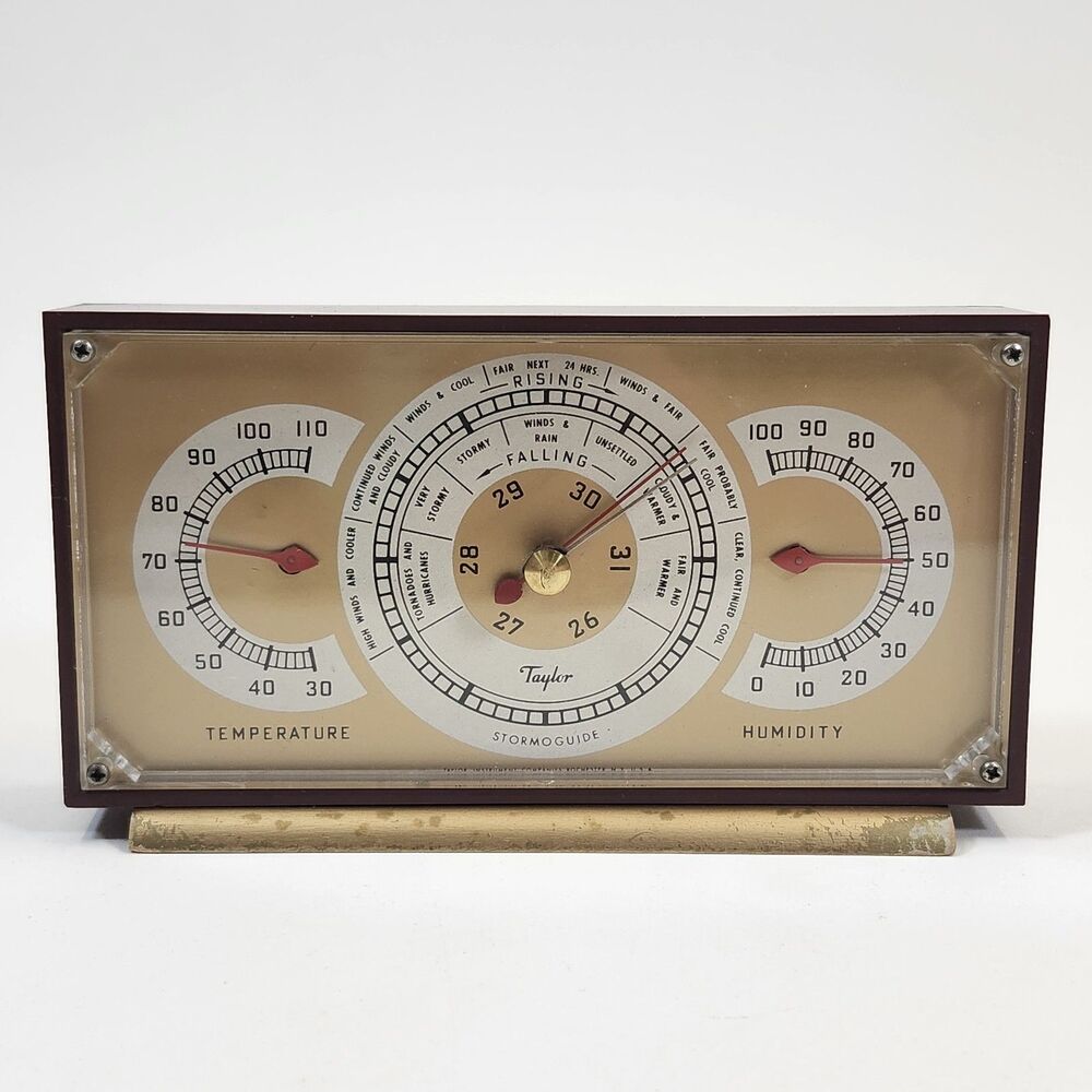 Taylor Stormoguide Weather Station Barometer Thermometer Hygrometer Desk Vintage